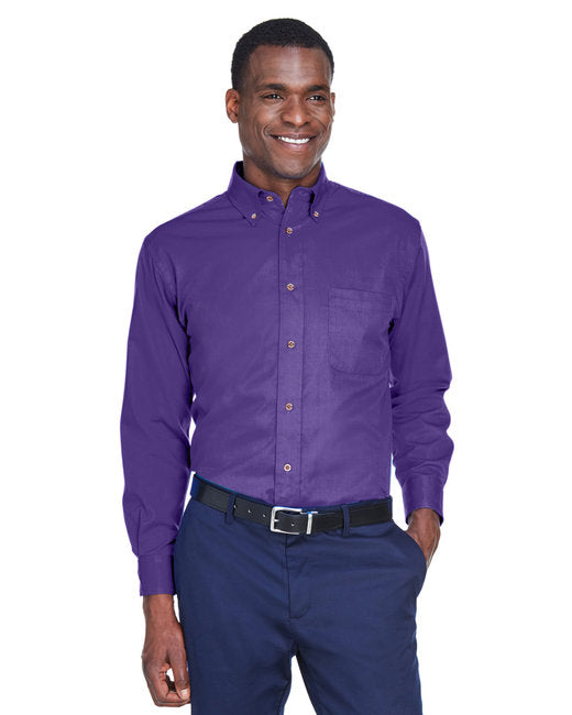EMBROIDERED - M500 - Harriton Men's Easy Blend? Long-Sleeve Twill Shirt with Stain-Release