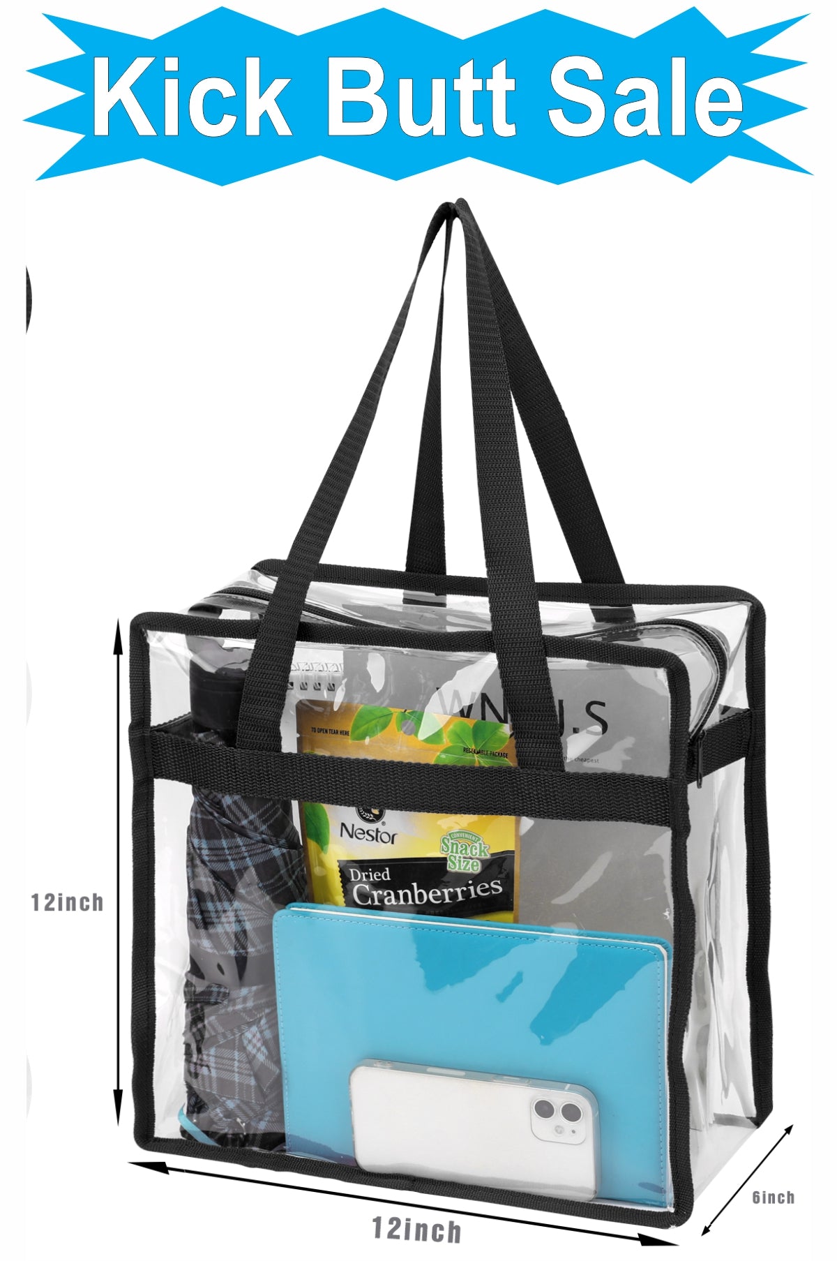 ***KICK BUTT SALE**202148 - Stadium Approved Clear Zipper Tote Bag