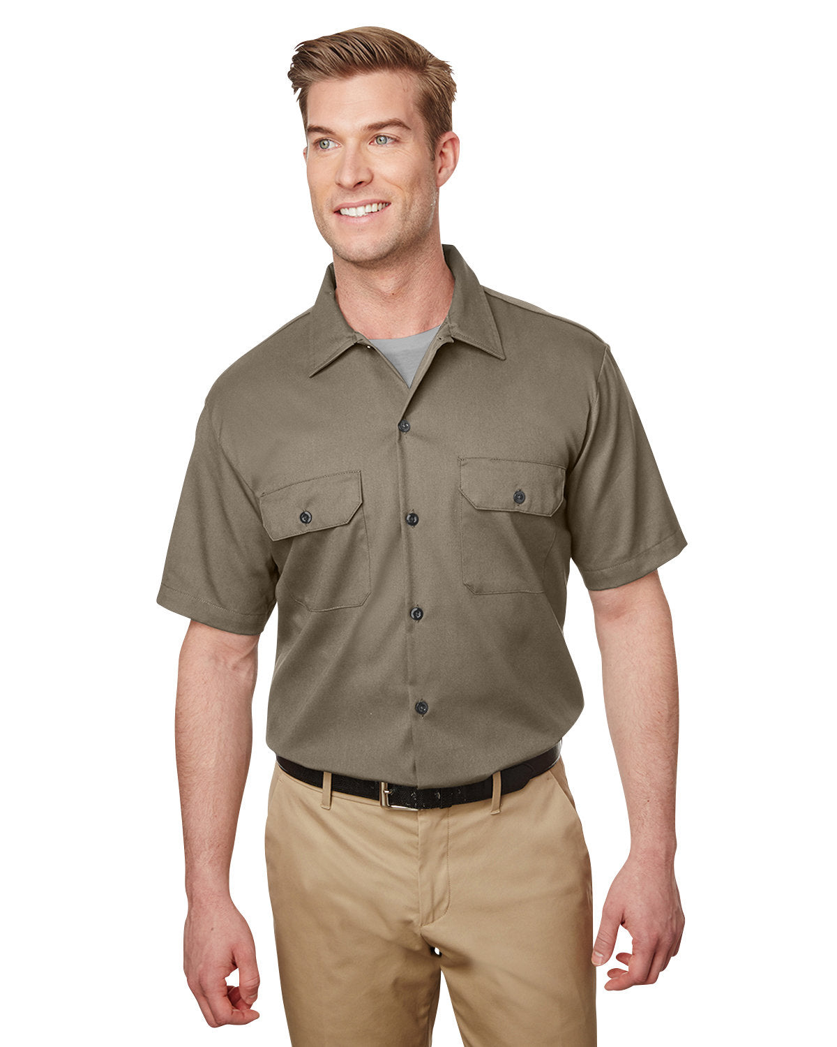 EMBROIDERED - WS673 - Williamson-Dickie Mfg Co Men's Short Sleeve Slim Fit Flex Twill Work Shirt