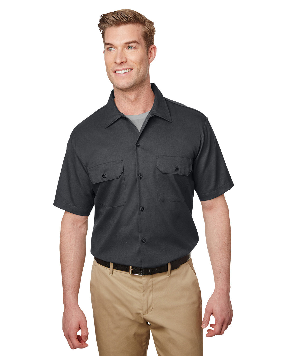 EMBROIDERED - WS673 - Williamson-Dickie Mfg Co Men's Short Sleeve Slim Fit Flex Twill Work Shirt