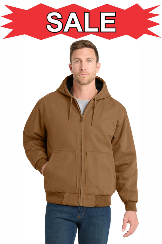 ****SALE**** CSJ41 - Cornerstone® Washed Duck Cloth Insulated Hooded Work Jacket - EMBROIDERED
