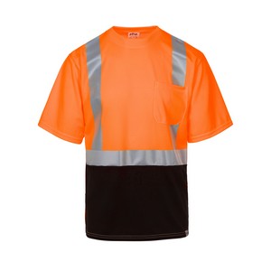 PRINTED - MAX405- ANSI Class 2 Moisture Wicking Black Bottom Short Sleeve Pocket Shirt