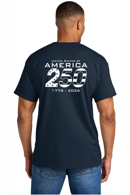 SCREEN PRINTED -250th AMERICAN ANNIVERSARY- 8000 - Gildan® - DryBlend® 50 Cotton/50 Poly T-Shirt